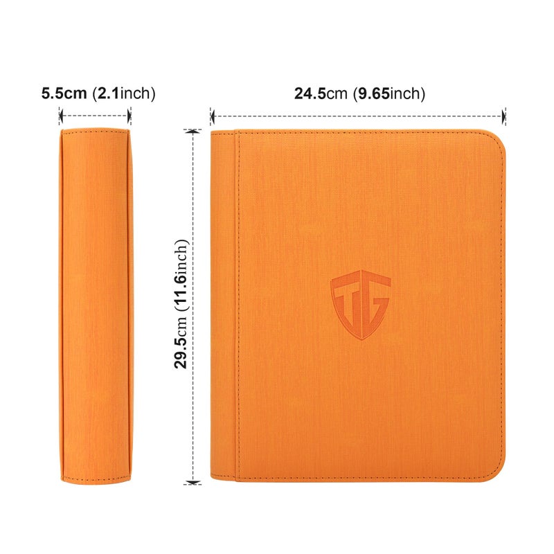 TCGUARD Toploader Binder Holds 112 Toploaders  4 Pocket Top Loader Binder for 3"" x 4"" Rigid Card Holders for Trading Cards or Sports Cards Binders(Orange) - Image 2